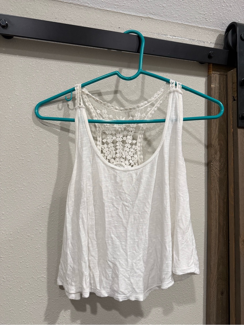 White Crochet Back Scoop Neck Tank Top